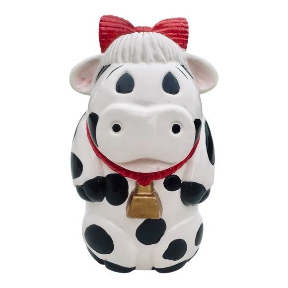 VTG Black & White Cow Ceramic Cookie Jar - Picture 1 of 10